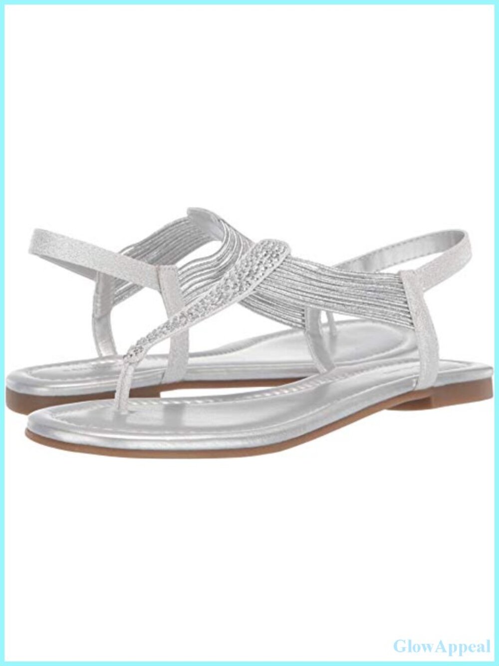 Womens Metallic Rhinestone Slingback Flat Sandals Slip On Casual